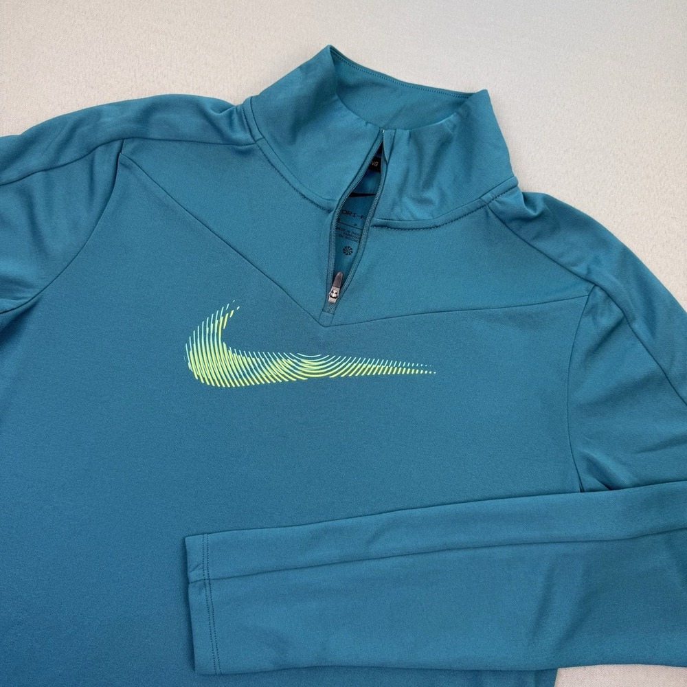 Nike Pro Dri-FIT Shirt Women's Small Green 1/4 Zip Running Long Sleeve Baselayer